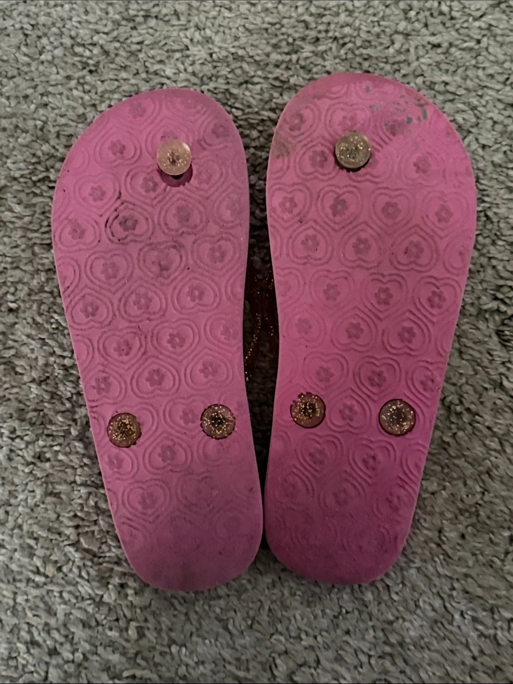 Pink Pineapple Flip Flops with Gold Pineapple Print girls size 12/13 toddler